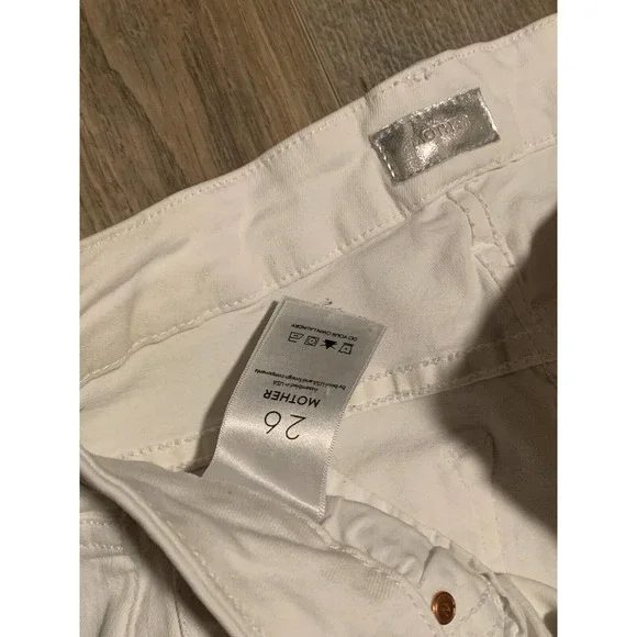 Little Miss Ankle Mother Jeans Looker Women's Size 26 White Cotton Distressed